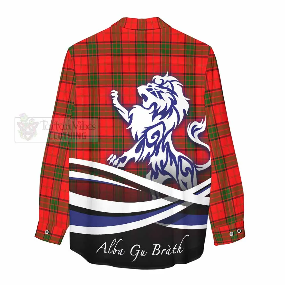 Adair Tartan Women's Casual Shirt with Alba Gu Brath Regal Lion Emblem