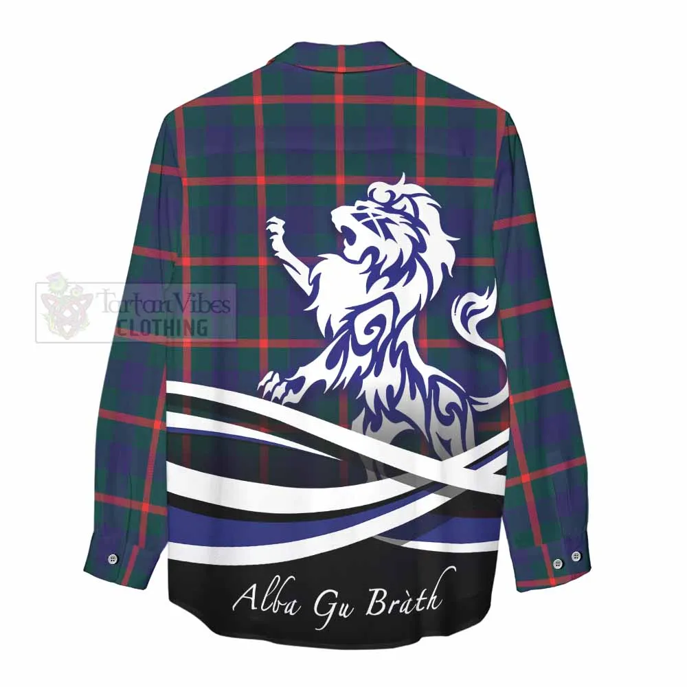 Agnew Tartan Women's Casual Shirt with Alba Gu Brath Regal Lion Emblem