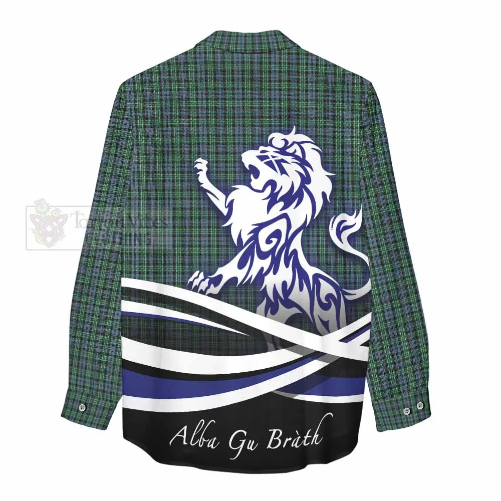 Arbuthnot Tartan Women's Casual Shirt with Alba Gu Brath Regal Lion Emblem