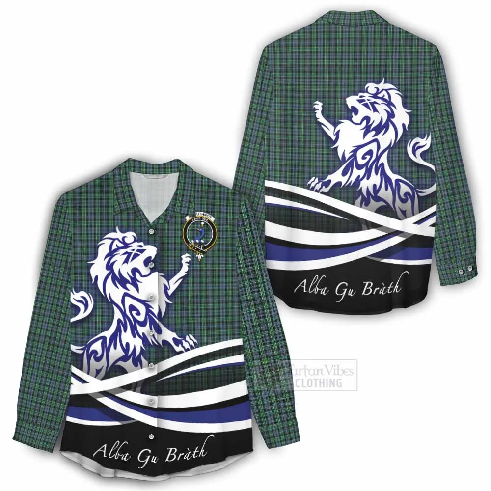 Arbuthnot Tartan Women's Casual Shirt with Alba Gu Brath Regal Lion Emblem
