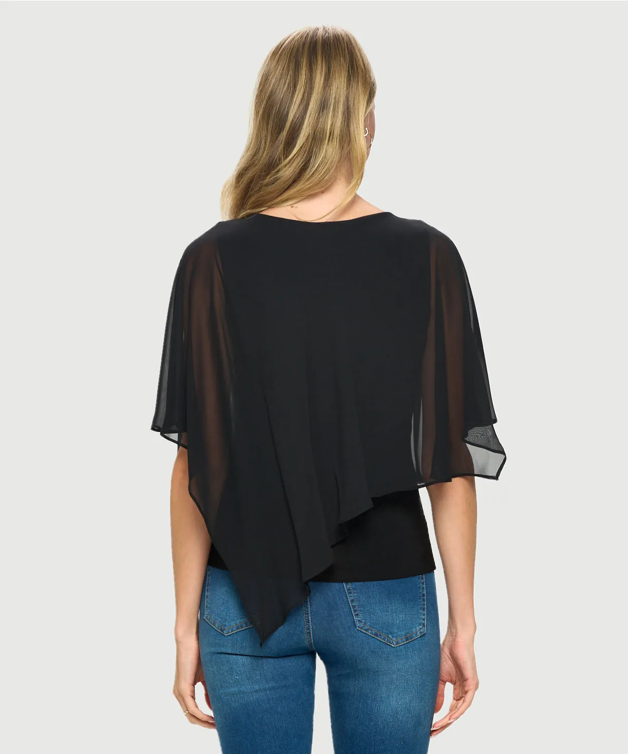 Asymmetrical Flowy Chifone Overlay Elegant Top