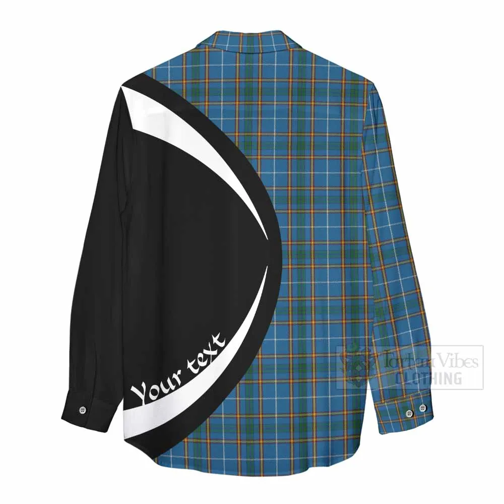 Bain Tartan Women's Casual Shirt with Family Crest Circle Style