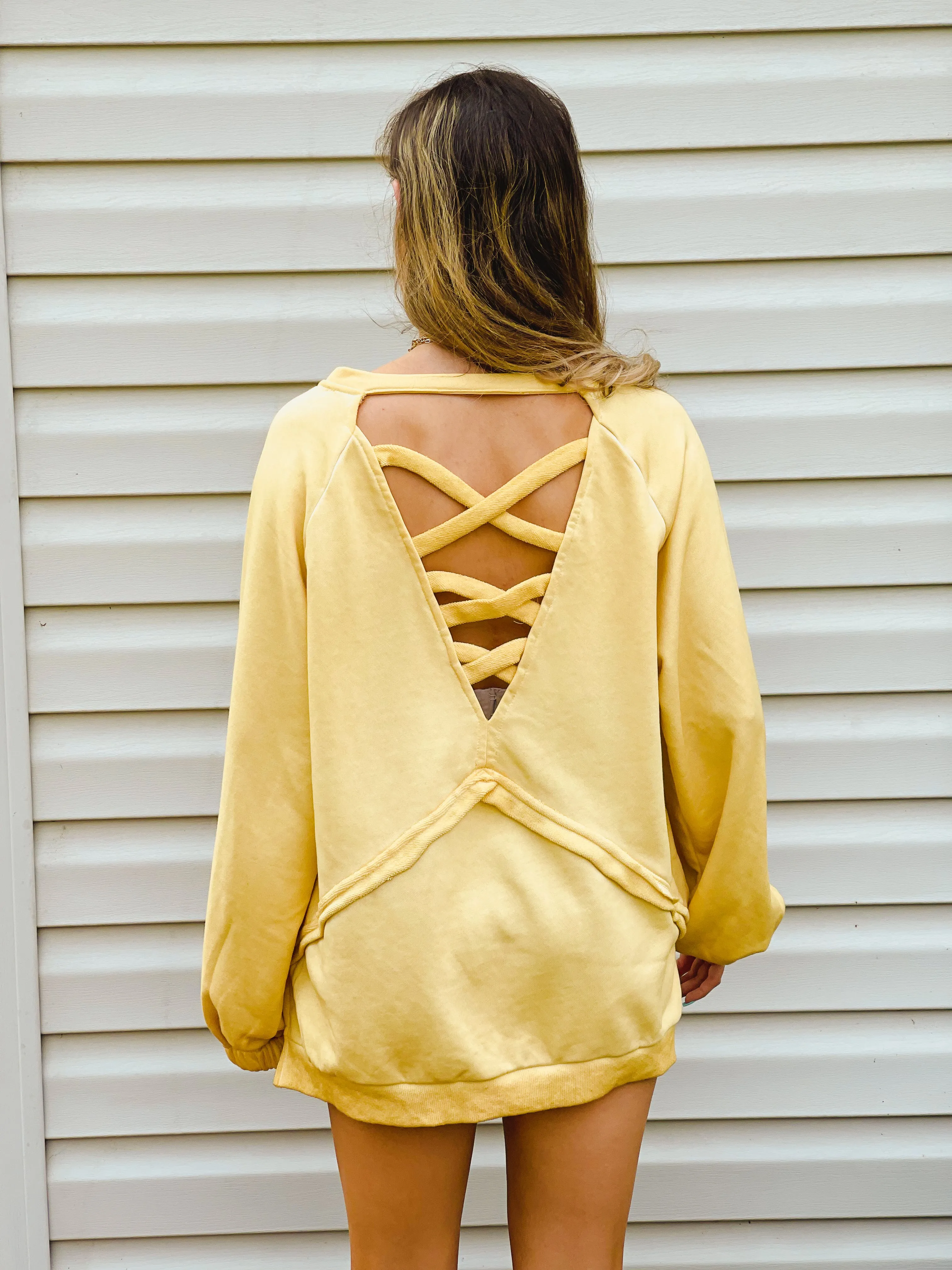 Banana Mousse Criss-Cross Back French Terry Sweatshirt