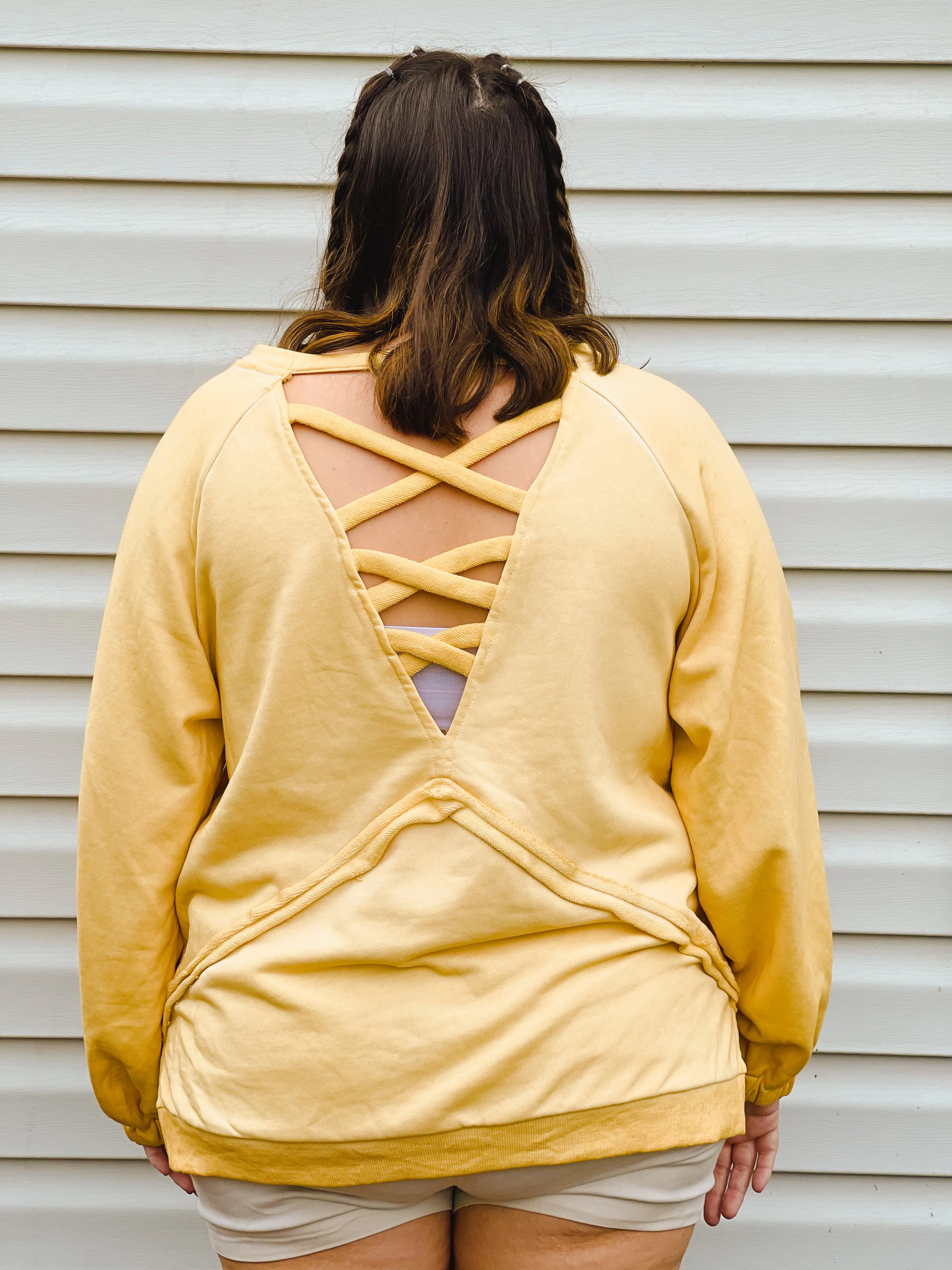 Banana Mousse Criss-Cross Back French Terry Sweatshirt