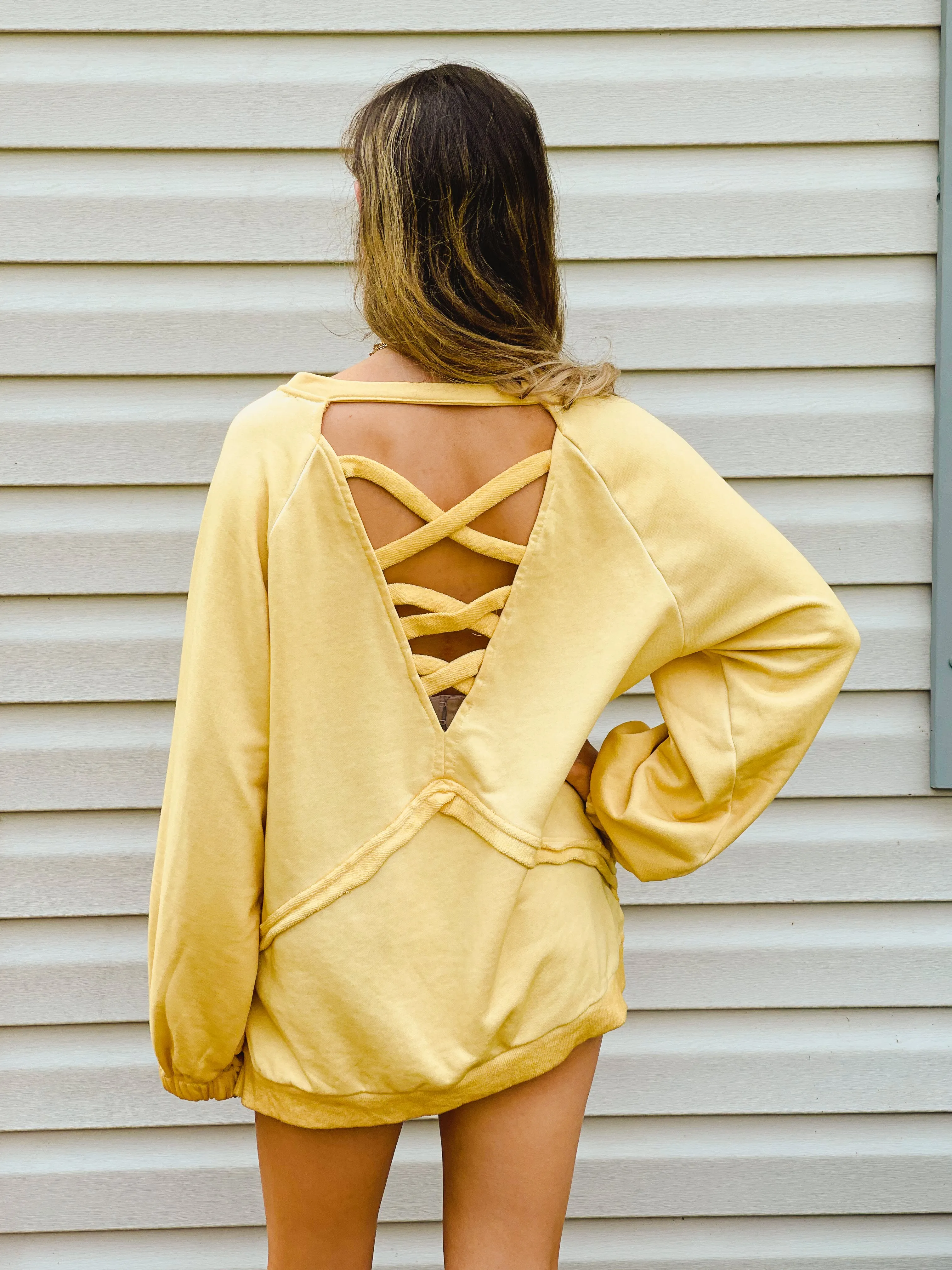 Banana Mousse Criss-Cross Back French Terry Sweatshirt
