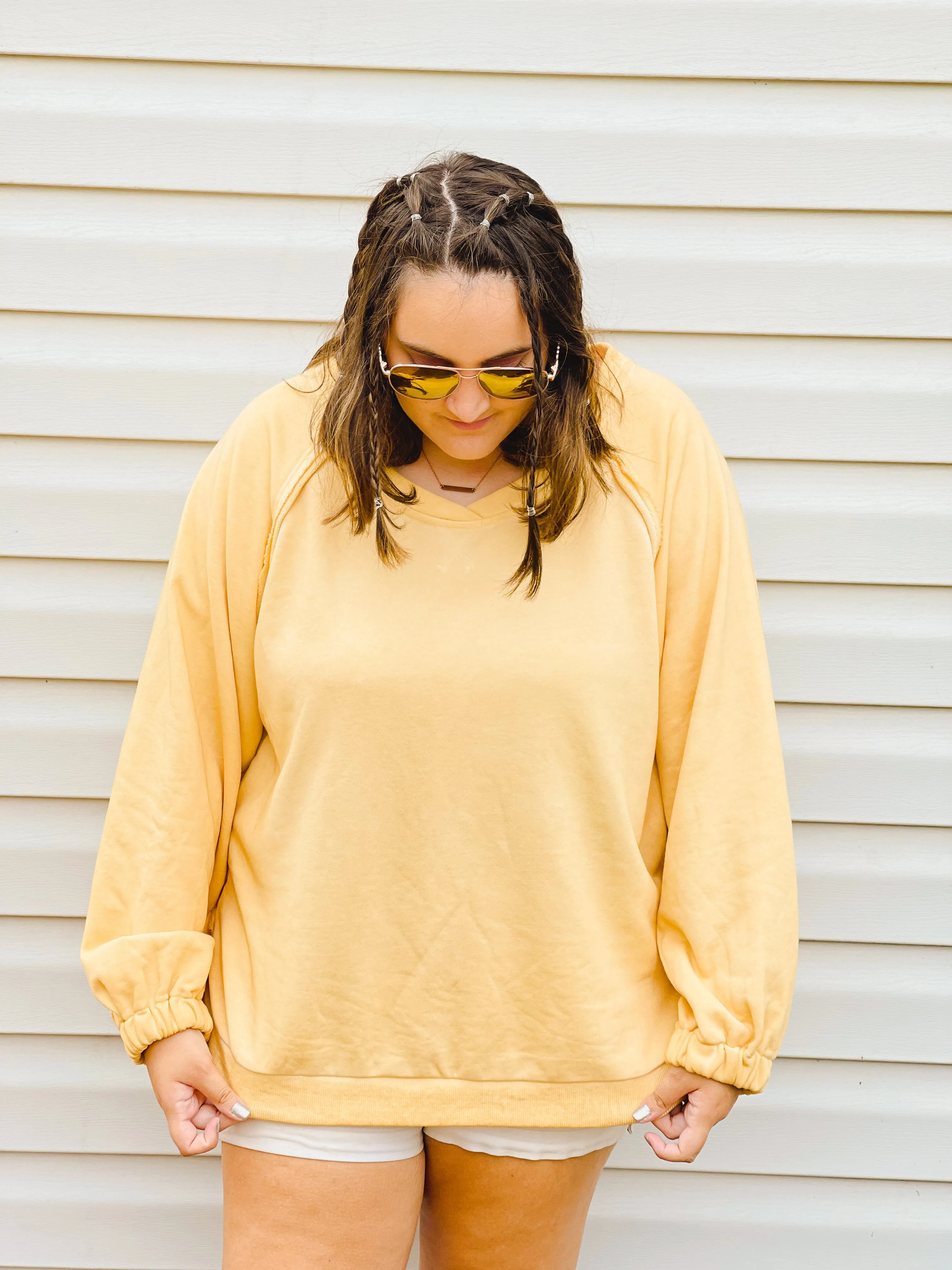 Banana Mousse Criss-Cross Back French Terry Sweatshirt
