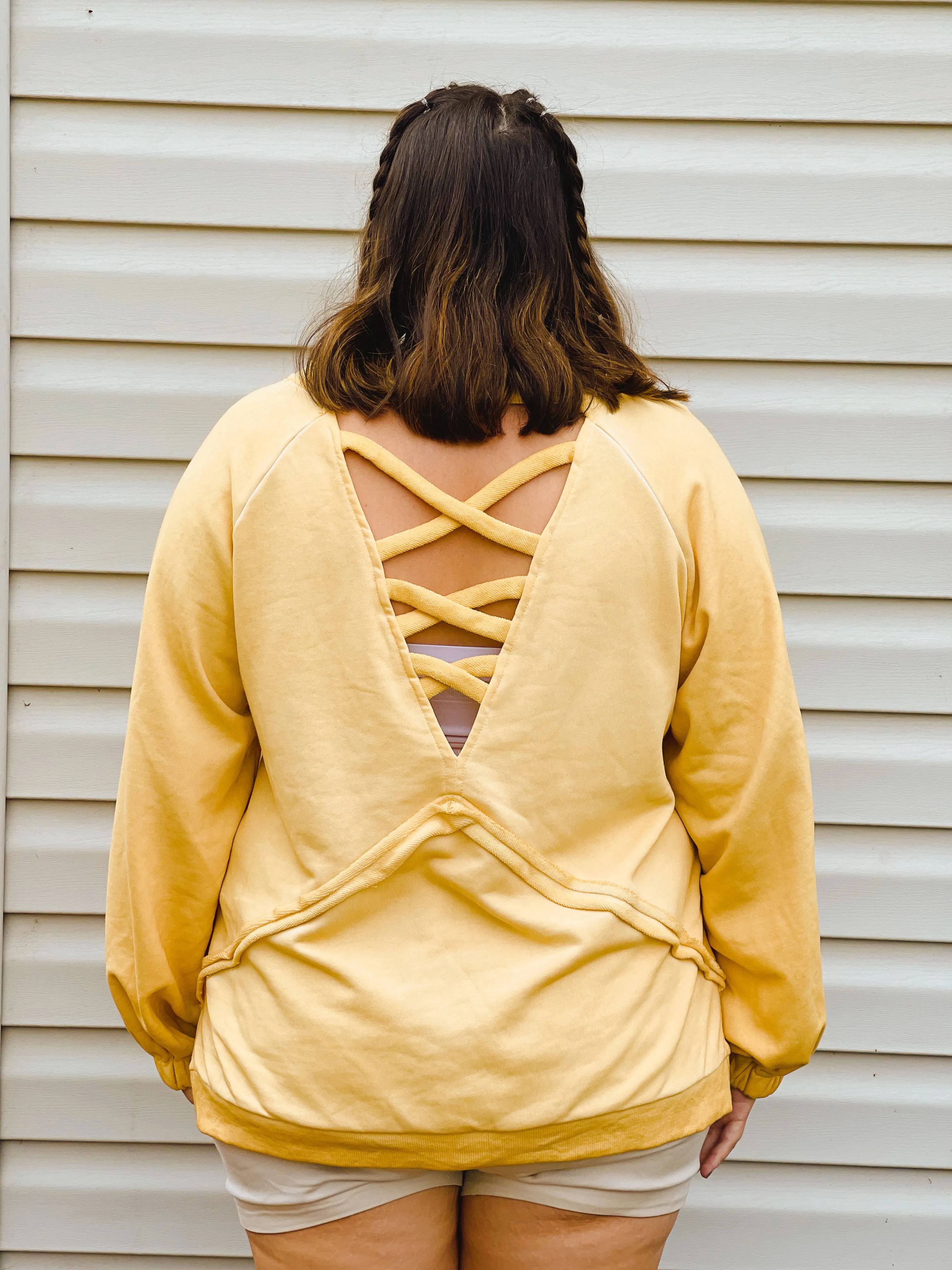 Banana Mousse Criss-Cross Back French Terry Sweatshirt