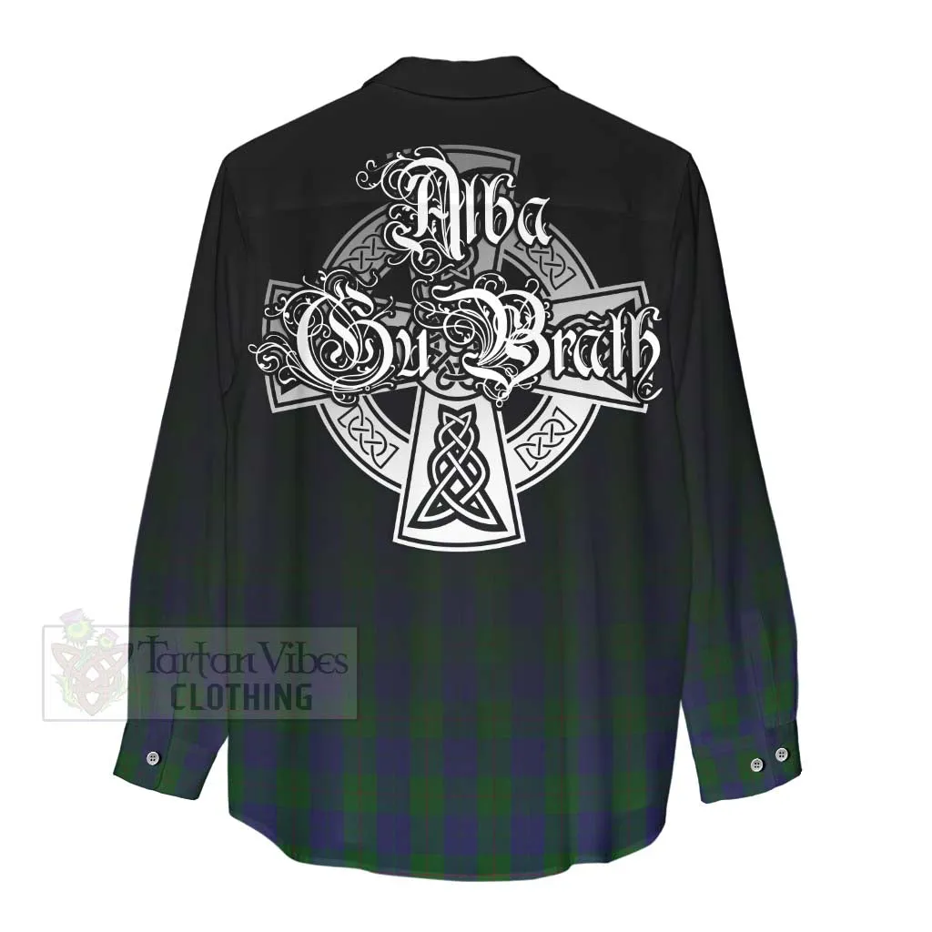 Barclay Tartan Women's Casual Shirt Featuring Alba Gu Brath Family Crest Celtic Inspired