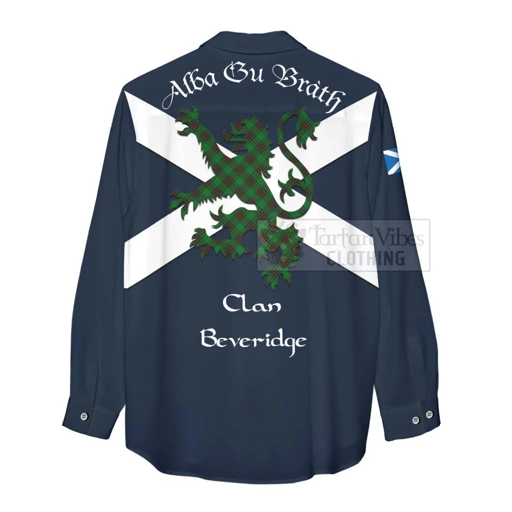 Beveridge Tartan Lion Rampant Women's Casual Shirt Proudly Display Your Heritage with Alba Gu Brath and Clan Name