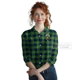 Blackadder Tartan Women's Casual Shirt with Family Crest Celtic Skull Style