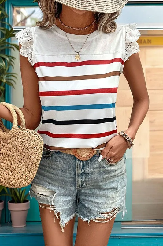 Blue Eyed Girl Striped Top White