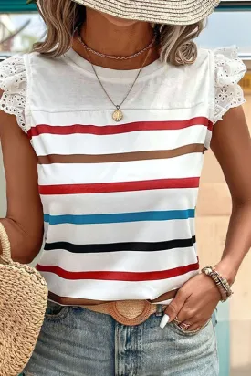 Blue Eyed Girl Striped Top White