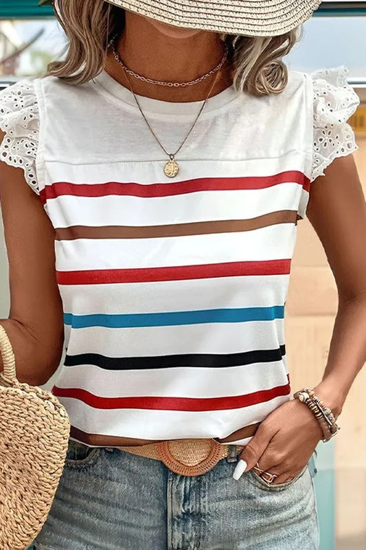 Blue Eyed Girl Striped Top White