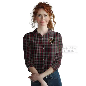 Borthwick Tartan Women's Casual Shirt with Family Crest and Bearded Skull Holding Bottles of Whiskey