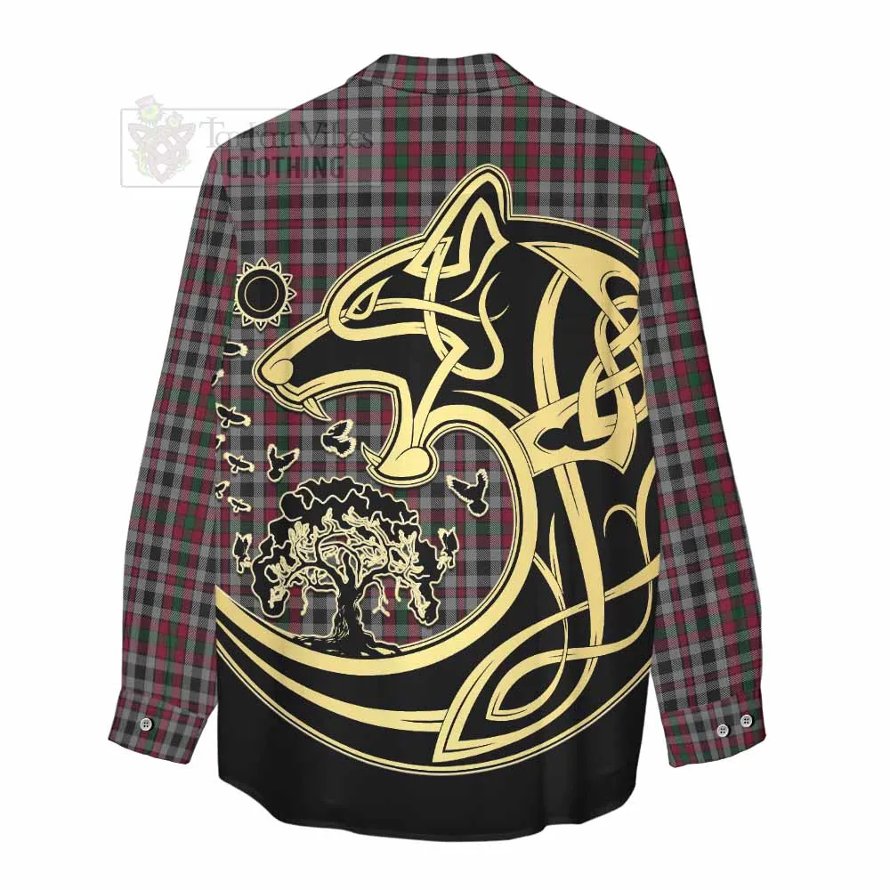 Borthwick Tartan Women's Casual Shirt with Family Crest Celtic Wolf Style