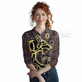 Borthwick Tartan Women's Casual Shirt with Family Crest Celtic Wolf Style