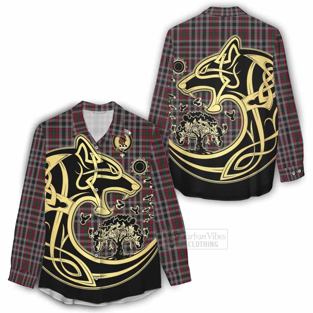 Borthwick Tartan Women's Casual Shirt with Family Crest Celtic Wolf Style