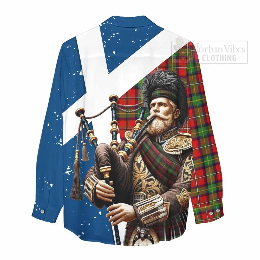 Boyd Tartan Women's Casual Shirt with Family Crest Scottish Bagpiper Vibes