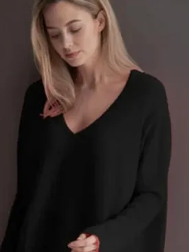 Brodie Cashmere Black Harriet V Necked Jumper