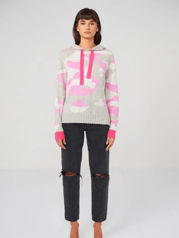 Brodie Cashmere S Chloe Camo Grey & Pink Hoodie