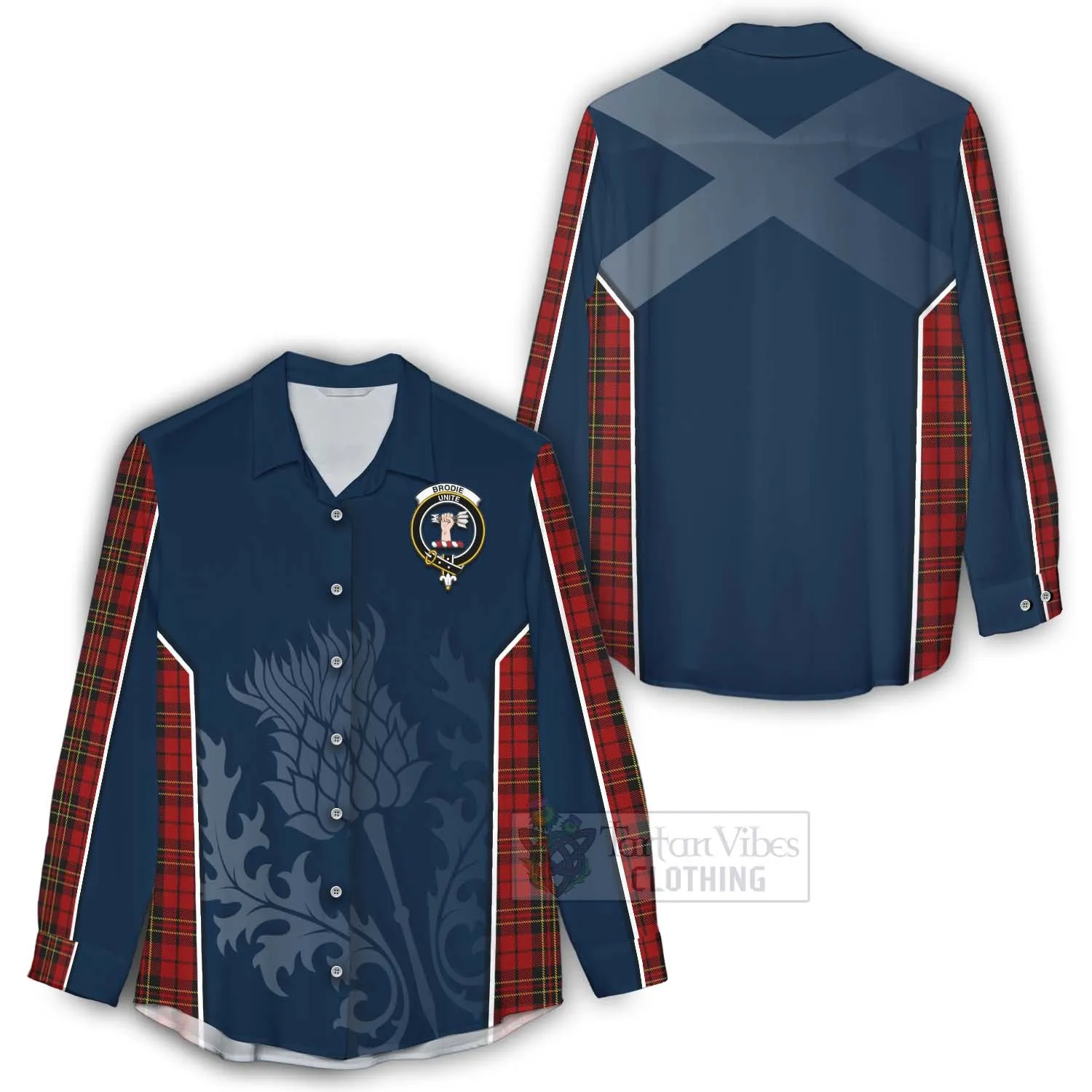 Brodie Tartan Women's Casual Shirt with Family Crest and Scottish Thistle Vibes Sport Style