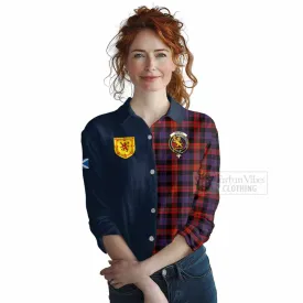 Brown (Broun) Tartan Women's Casual Shirt Alba with Scottish Lion Royal Arm Half Style