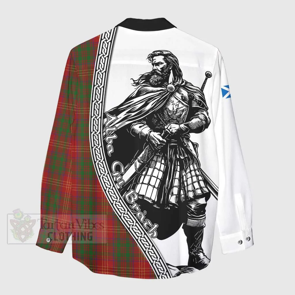 Burns Tartan Clan Crest Women's Casual Shirt with Highlander Warrior Celtic Style