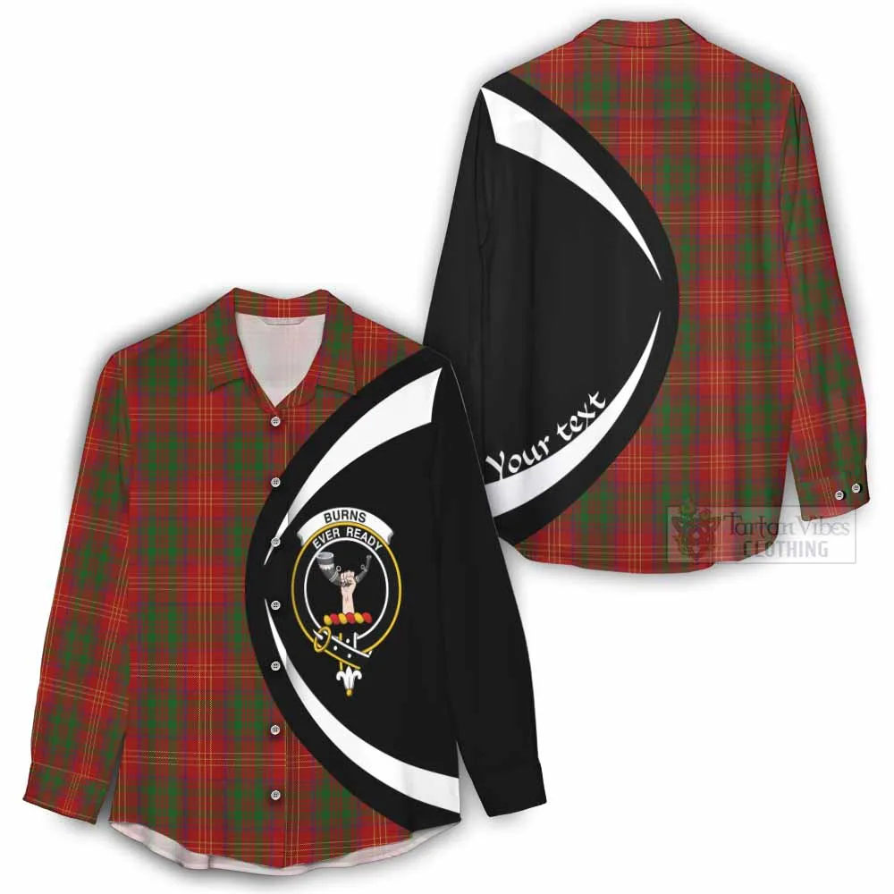 Burns Tartan Women's Casual Shirt with Family Crest Circle Style