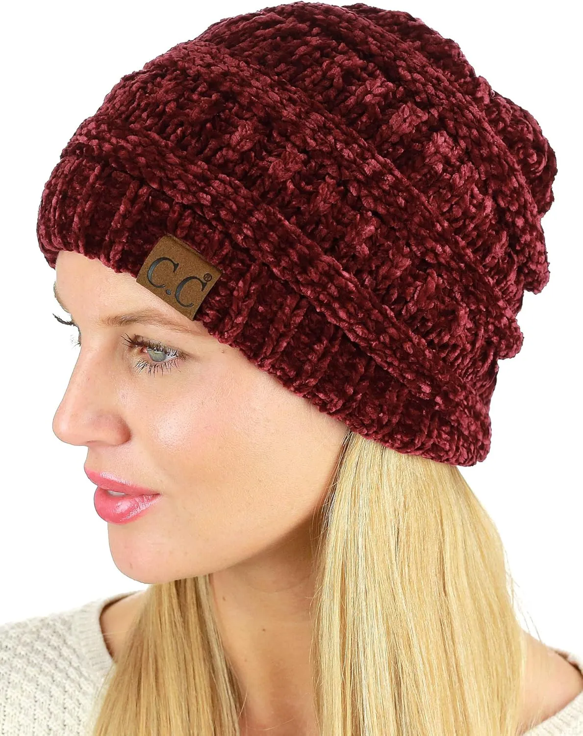C.C Women's Chenille Soft Warm Thick Knit Beanie Cap Hat