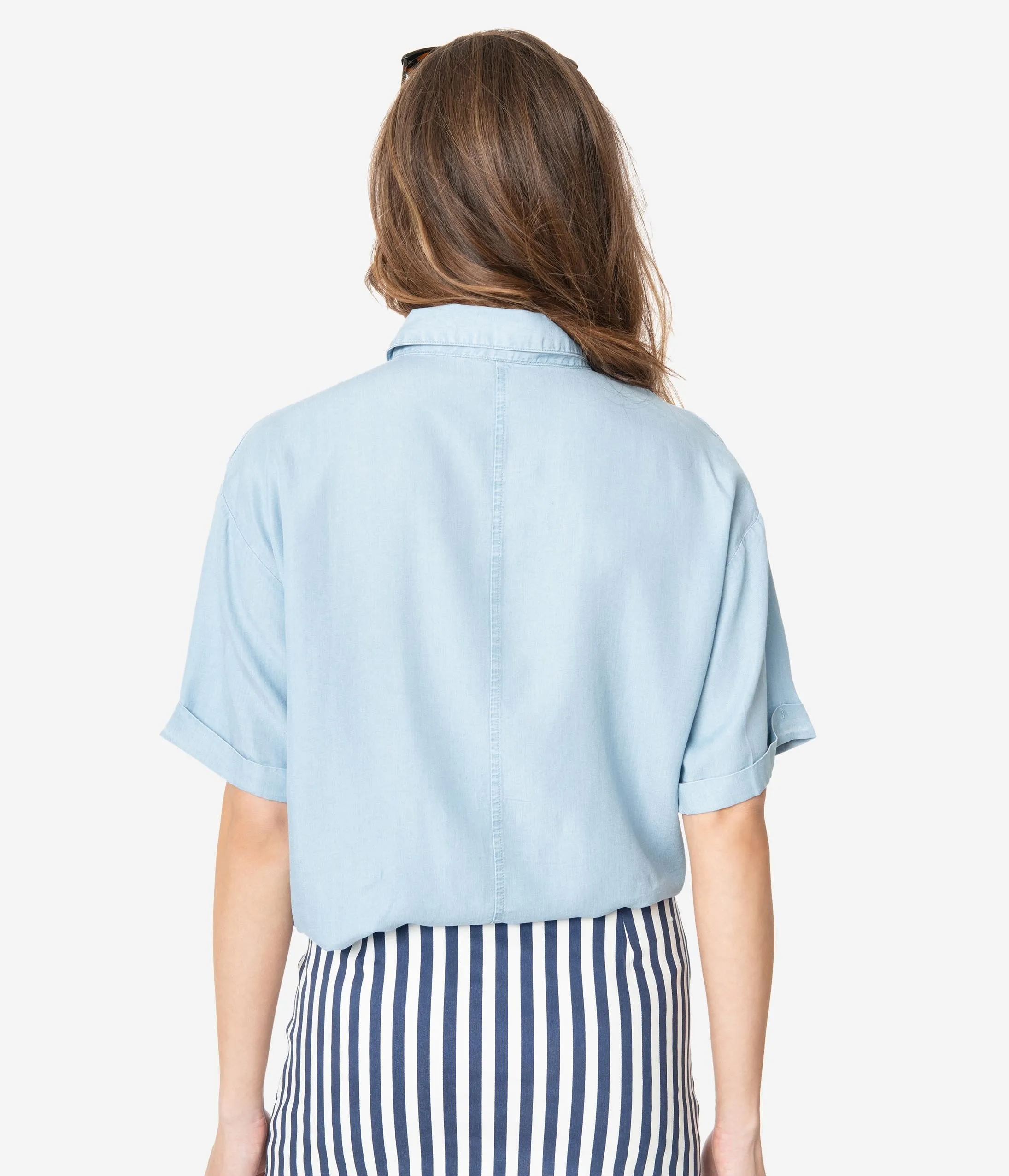 Chambray Button Up Relaxed Top