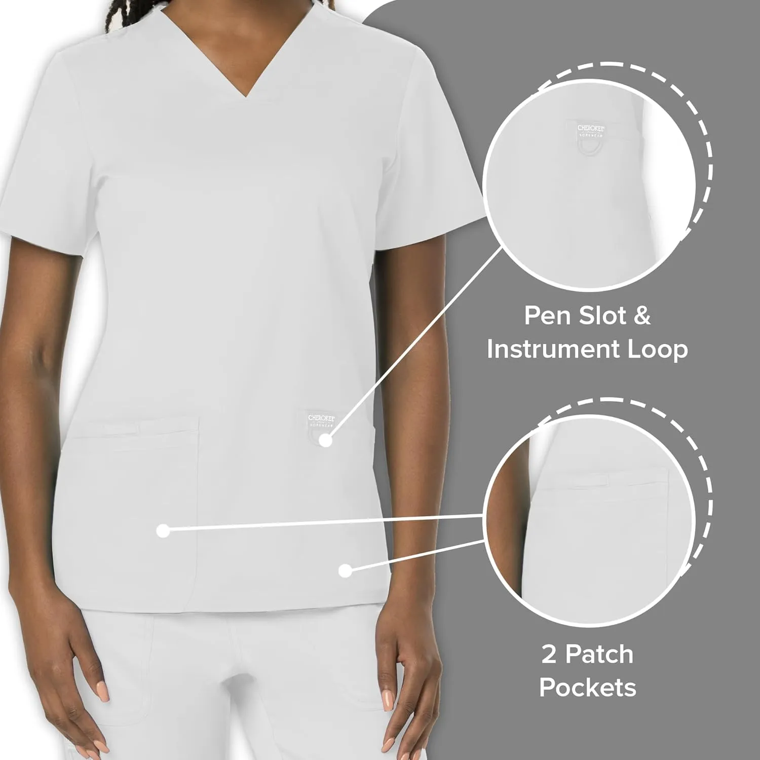 Cherokee Medical Women's Scrub Top V-Neck with 3 Pockets & Soft Fabric WW620