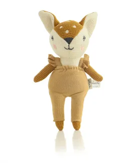 Classy Fox-  Cotton Knitted Stuffed Soft Toy (Mustard & Ivory)