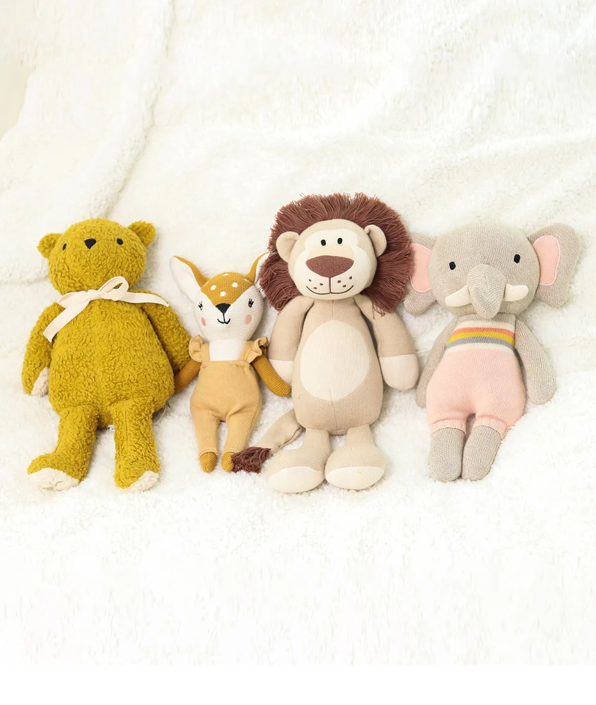 Classy Fox-  Cotton Knitted Stuffed Soft Toy (Mustard & Ivory)