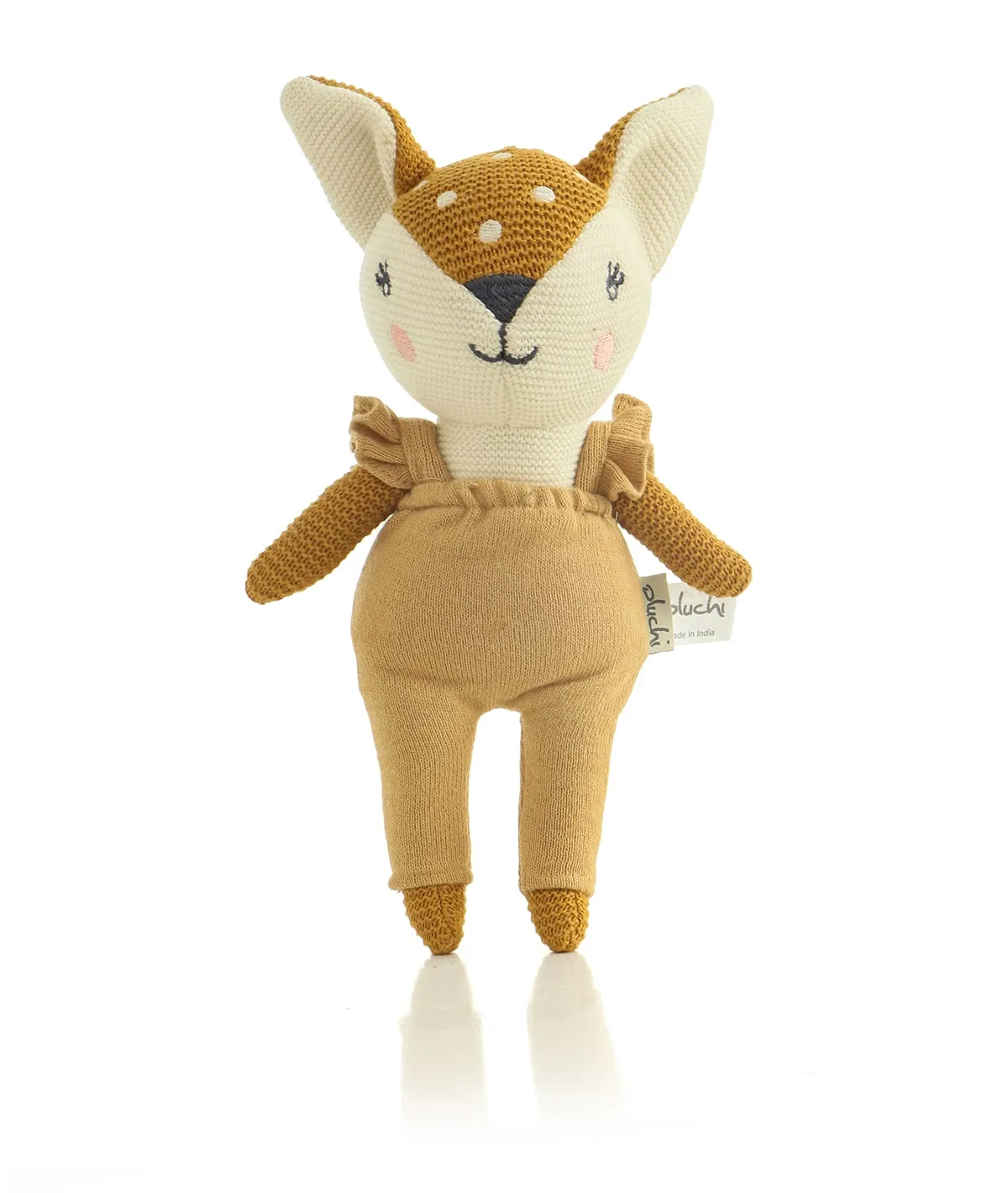 Classy Fox-  Cotton Knitted Stuffed Soft Toy (Mustard & Ivory)
