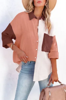 Contrast Patch Pocket Shirt | Dusty Pink