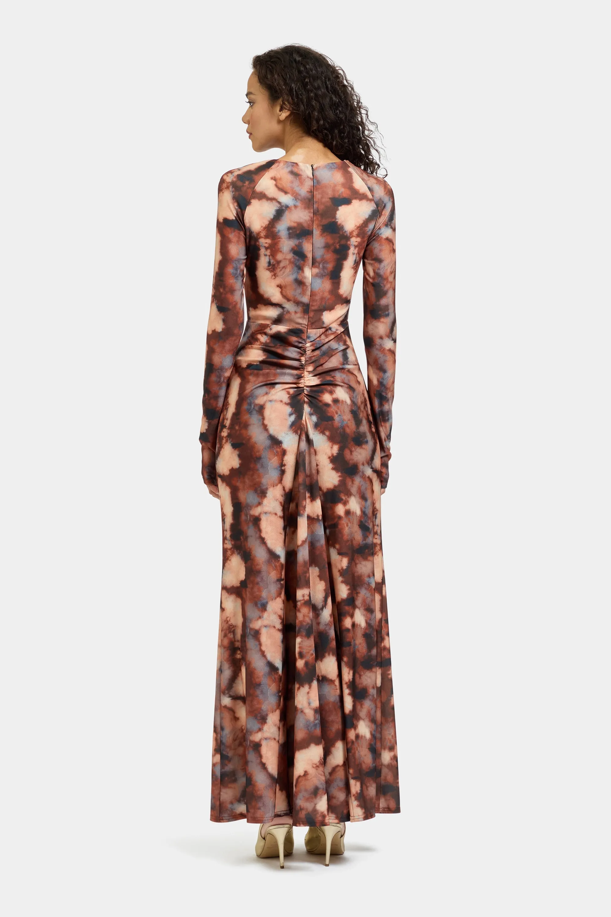 Cordelia Dress  Grey & Brown Print