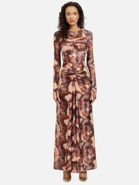 Cordelia Dress  Grey & Brown Print