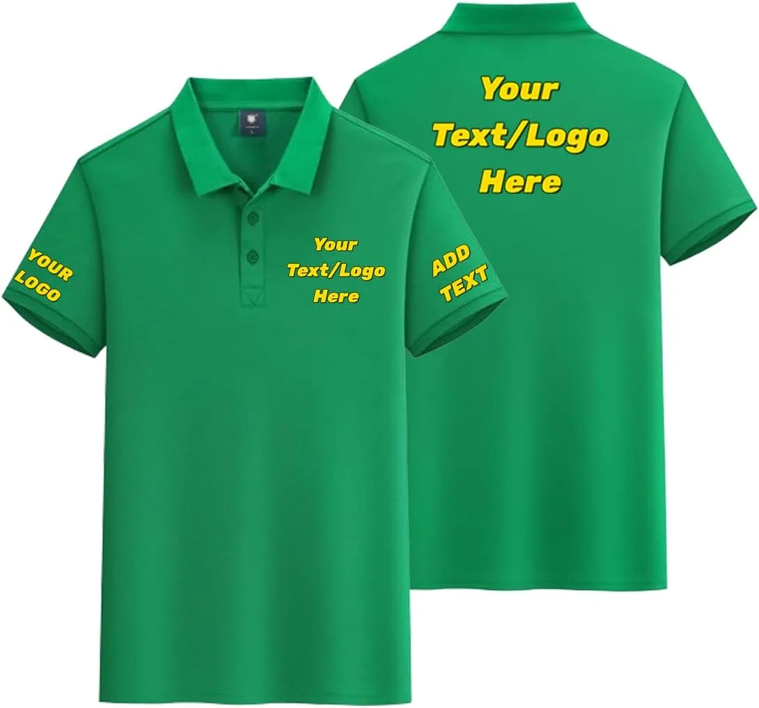 Custom Polo Shirt Add Your Own Logo Text, Personalized Golf Shirts for Men Women, Design for Work Casual