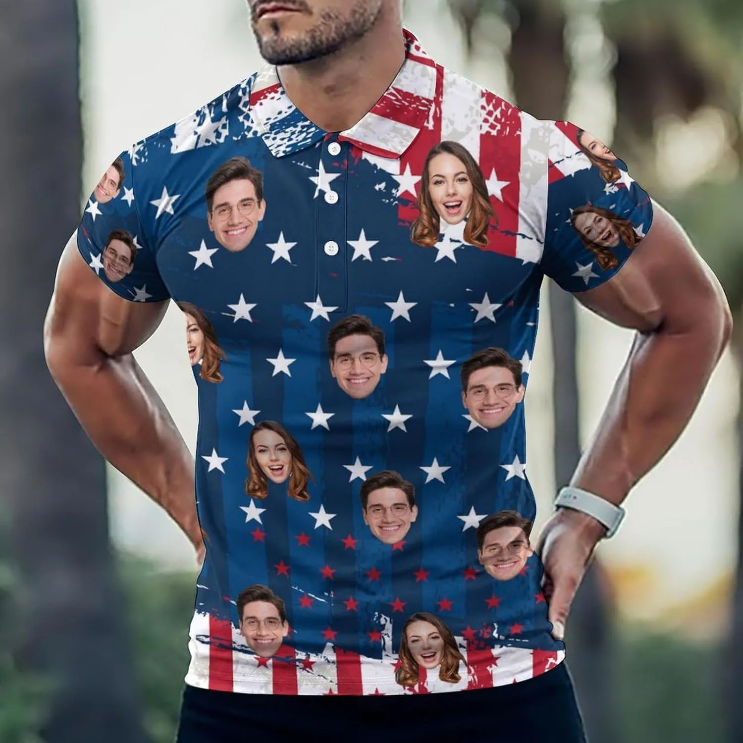 Custom Polo Shirts Design Your Own,Personalized Polo T-Shirt for Men,Customized Funny Golf Tee Shirt with Faces