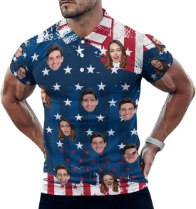 Custom Polo Shirts Design Your Own,Personalized Polo T-Shirt for Men,Customized Funny Golf Tee Shirt with Faces
