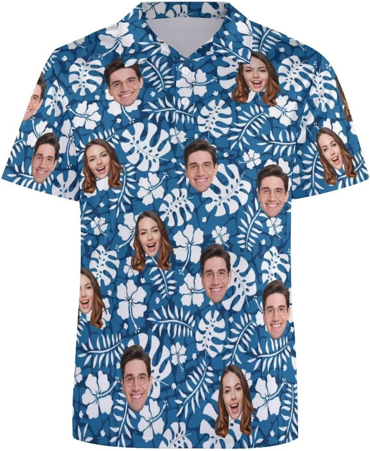 Custom Polo Shirts Design Your Own,Personalized Polo T-Shirt for Men,Customized Funny Golf Tee Shirt with Faces