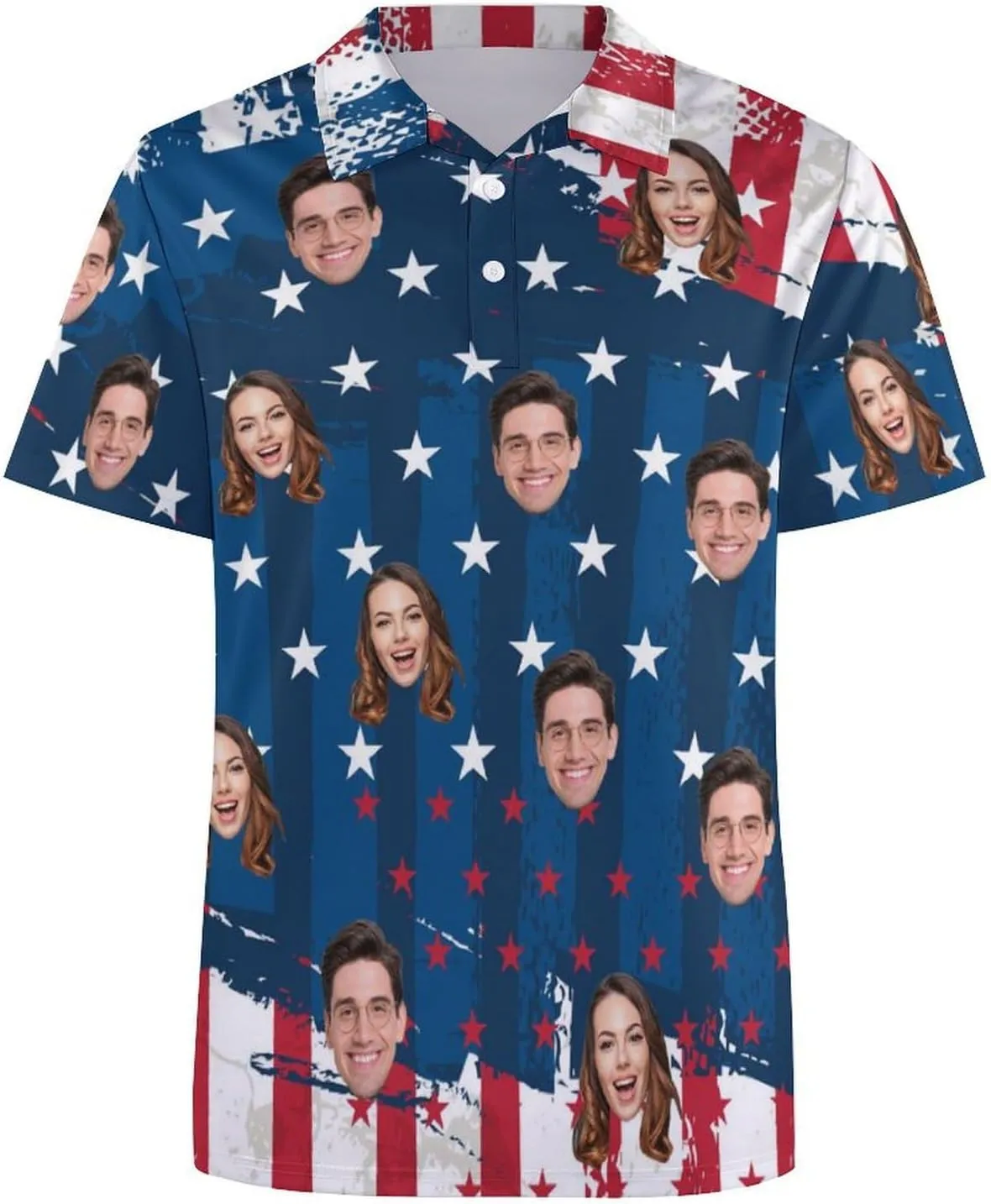 Custom Polo Shirts Design Your Own,Personalized Polo T-Shirt for Men,Customized Funny Golf Tee Shirt with Faces