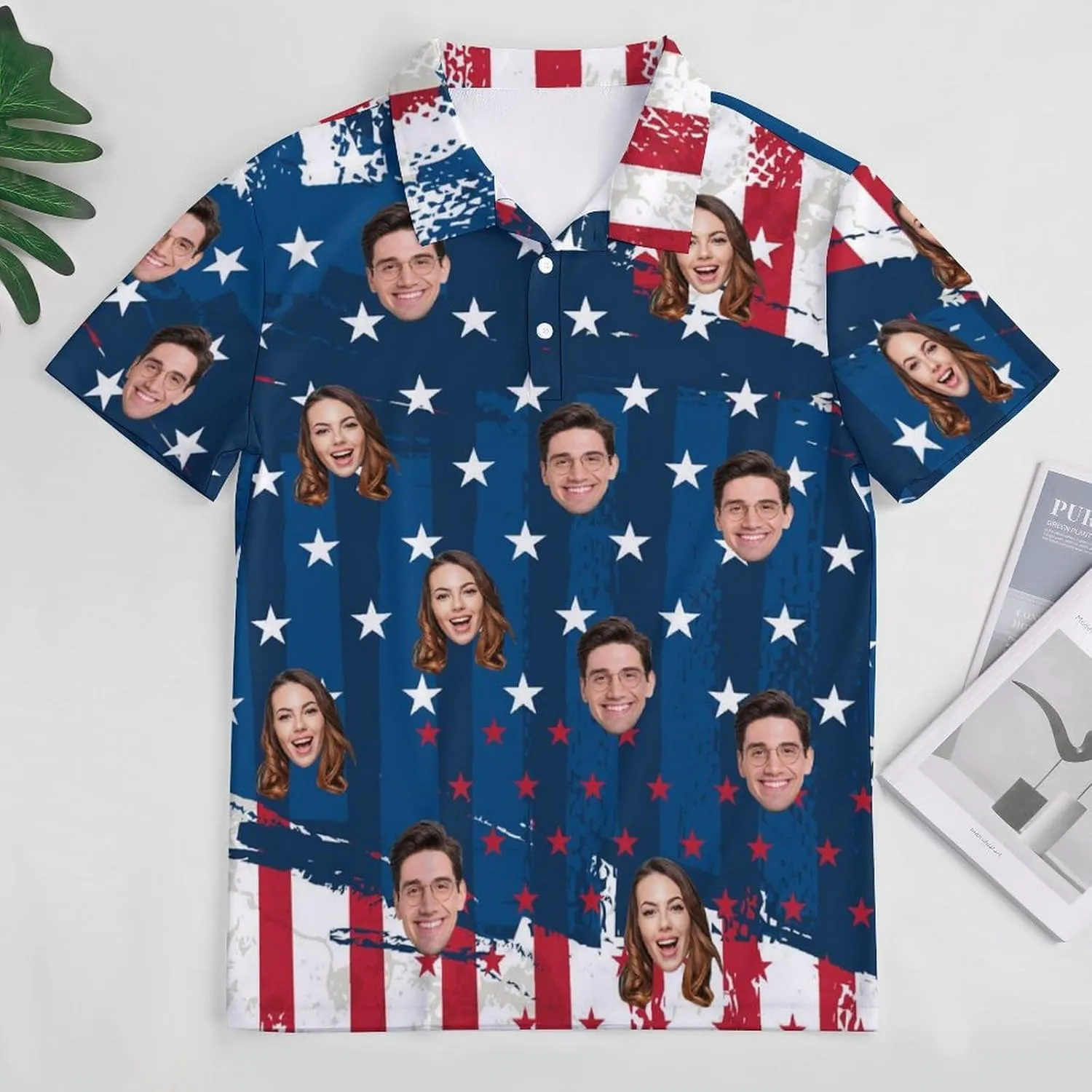 Custom Polo Shirts Design Your Own,Personalized Polo T-Shirt for Men,Customized Funny Golf Tee Shirt with Faces