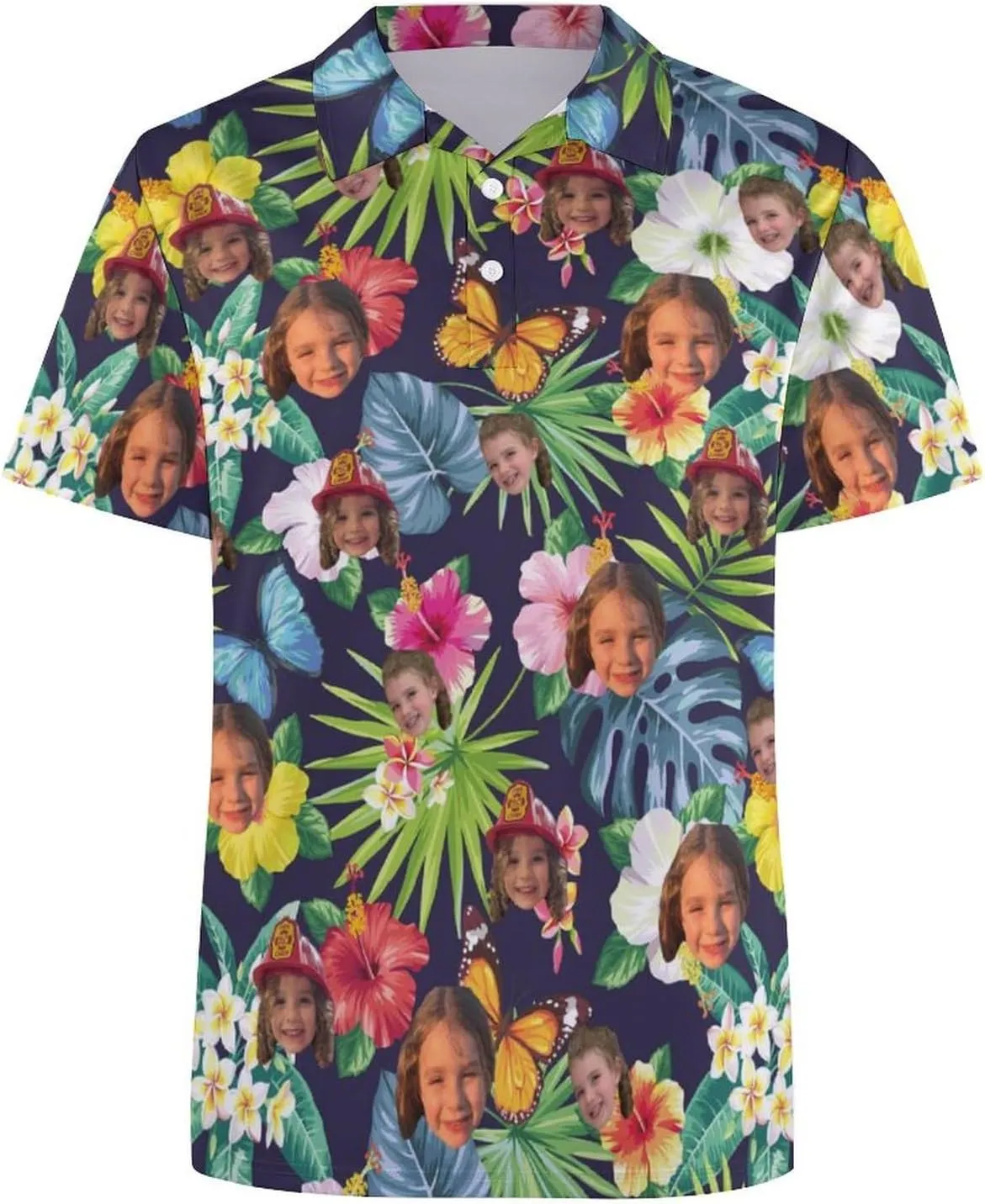 Custom Polo Shirts Design Your Own,Personalized Polo T-Shirt for Men,Customized Funny Golf Tee Shirt with Faces
