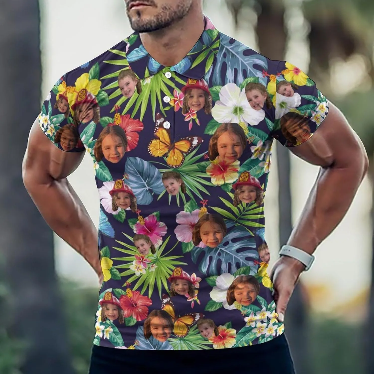 Custom Polo Shirts Design Your Own,Personalized Polo T-Shirt for Men,Customized Funny Golf Tee Shirt with Faces