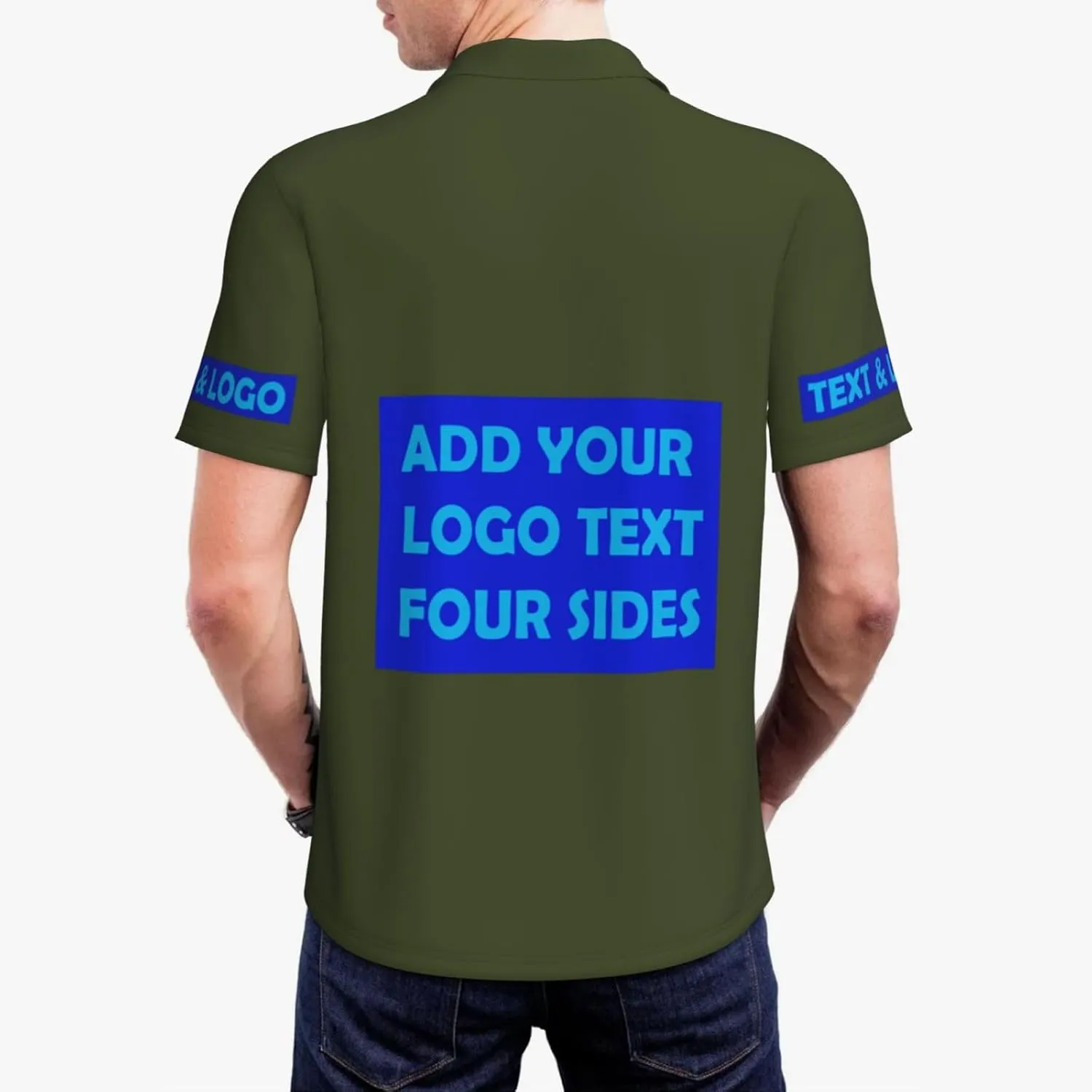 Custom Polo Shirts Personalized Polos Shirt for Men with Logo Front and Back Design Your Own Picture Text 3 Button, S-4XL