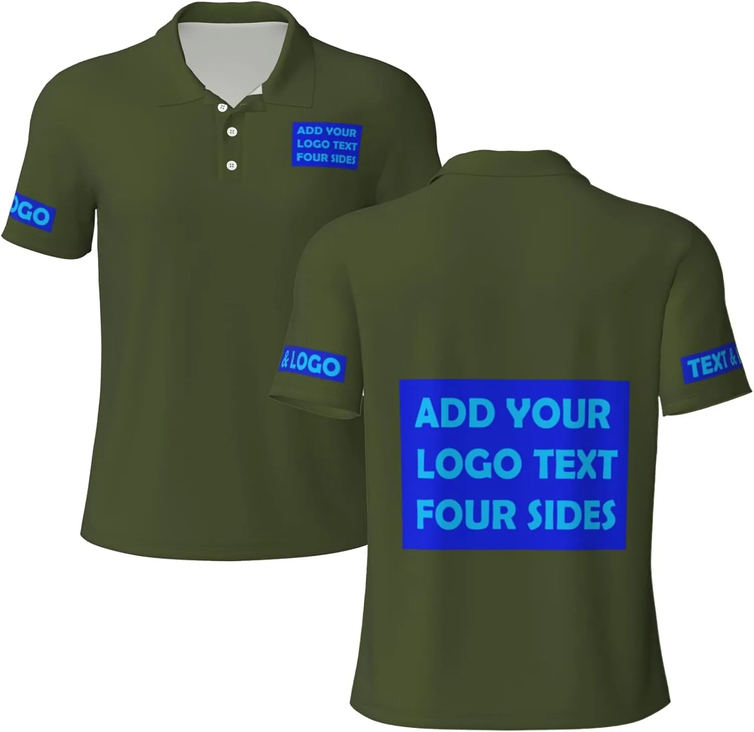 Custom Polo Shirts Personalized Polos Shirt for Men with Logo Front and Back Design Your Own Picture Text 3 Button, S-4XL