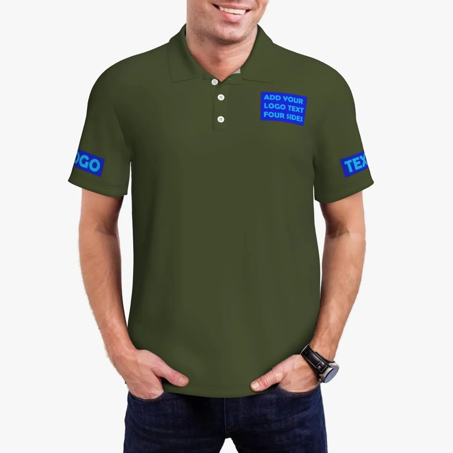 Custom Polo Shirts Personalized Polos Shirt for Men with Logo Front and Back Design Your Own Picture Text 3 Button, S-4XL