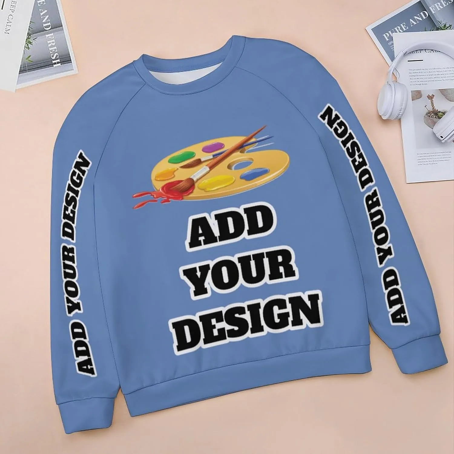 Custom Women's Long Sleeve Sweatshirt Design Your Own T Shirt Personalized Crewneck Sweatshirts With Text Photo Logo