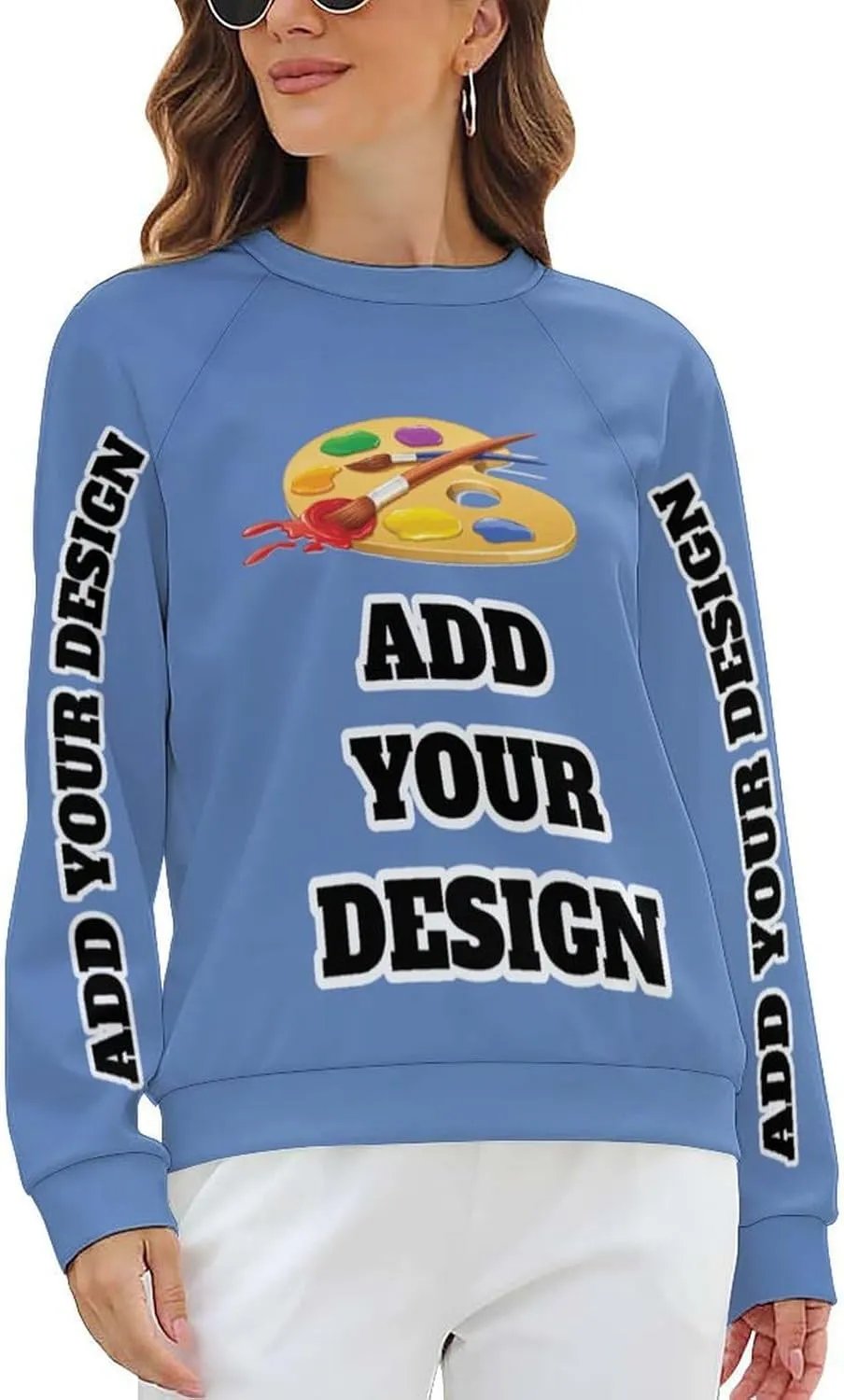 Custom Women's Long Sleeve Sweatshirt Design Your Own T Shirt Personalized Crewneck Sweatshirts With Text Photo Logo